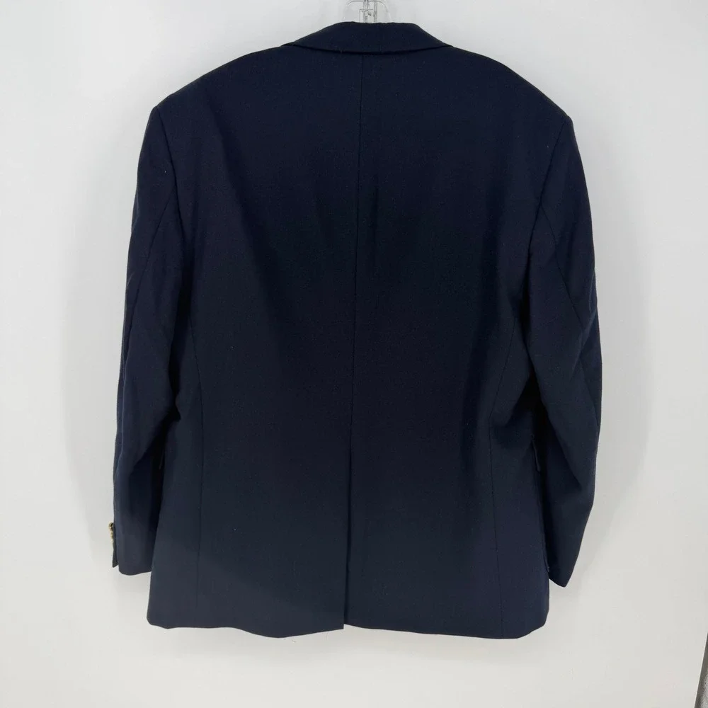 Hunt Valley Blazer Mens 46R Navy Blue Gold Crest Button USA Preppy Ivy Sport